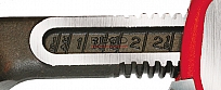 Шкала верхней щеки прямого трубного ключа RIDGID.